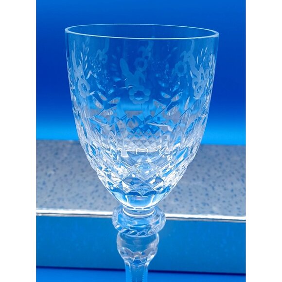 Rogaska Gallia Floral Etched Lead Crystal Wine Hocks Glasses Set Of 5 7 3/4" - Picture 7 of 7